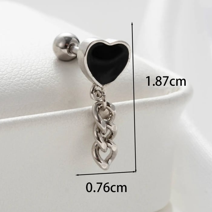 1 Piece Simple Series Classic Heart Titanium Steel No Plating Material Zircon Women Stud Earrings